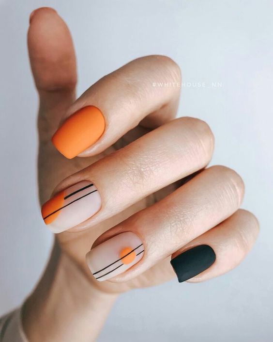 15 diseños sencillos de uñas con colores otoñales