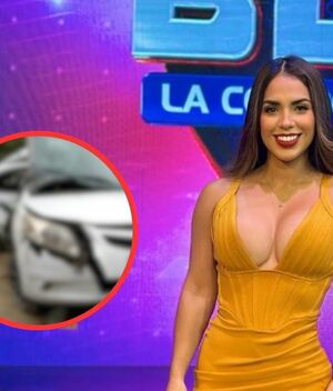 Conductora de TV sufre accidente y difunden fotos de auto destruido