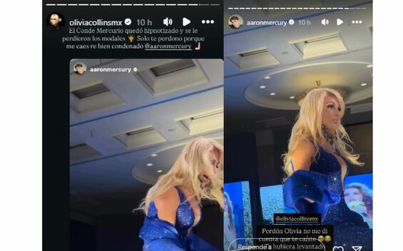 Olivia Collins sufre fuerte caída en el desfile de moda de Mitzy y acusan a Aarón Mercury de no ayudarla