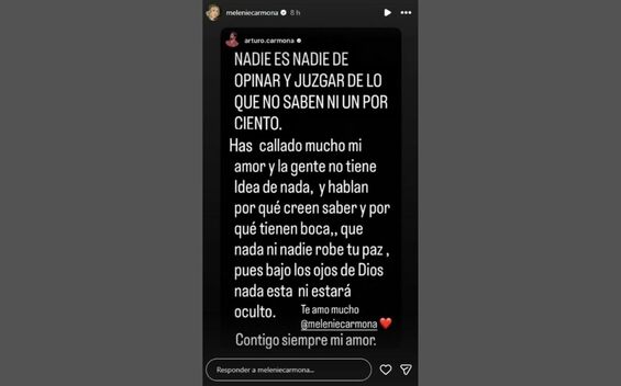 Arturo Carmona defiende a Melenie Carmona tras críticas