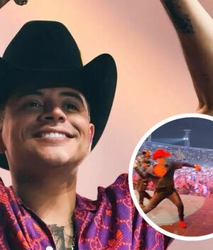 Eduin Caz rompe una pantalla con un botellazo en pleno concierto (Instagram)