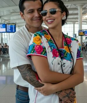 Nodal y Ángela fueron puestos a salvo de acuerdo a varios videos en redes sociales (Foto: Instagram/ Grok)