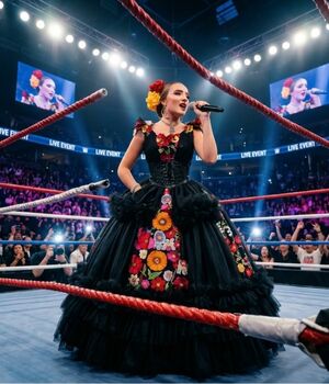Elaine Haro entona el Himno Nacional Mexicano en el Ring Royale 2026 (Instagram)