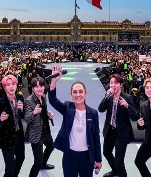 ¿BTS gratis en el Zócalo? Sheinbaum anuncia su regreso en 2027 (IA)