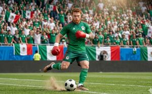 Canelo Álvarez no duda en meterse a la cancha para apoyar a México (Foto: Gemini IA)