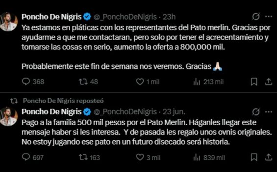 Poncho de Nigris hace increíble oferta para comprar al Pato Merlín