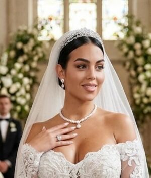 El lujoso vestido de novia de Georgina con Cristiano Ronaldo (IA)