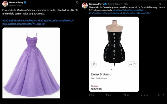 Estos serían los costos de los vestidos de Mariana Ochoa y Gema Garoa