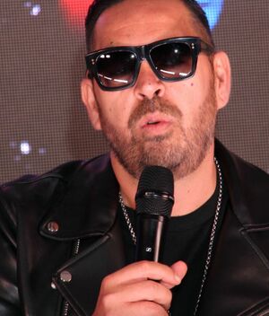 Jorge D'Alessio se cae del escenario en Pachuca (Foto: Mezcalent)